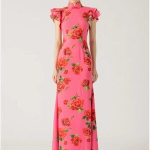 Sylvie Rosa Dress Mandarin Collar Cheongsam-inspired floral trumpet maxi dress 2